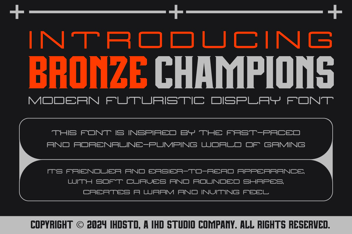 时尚未来派海报贴纸邀请函徽标设计衬线英文字体安装包 Bronze Champions Futuristic Display Font , 第1张