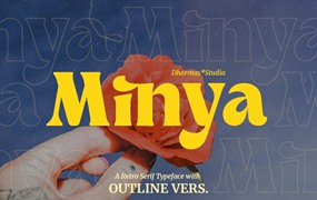 英文字体：优雅复古美学英文杂志海报衬线字体 Minya – Retro Font