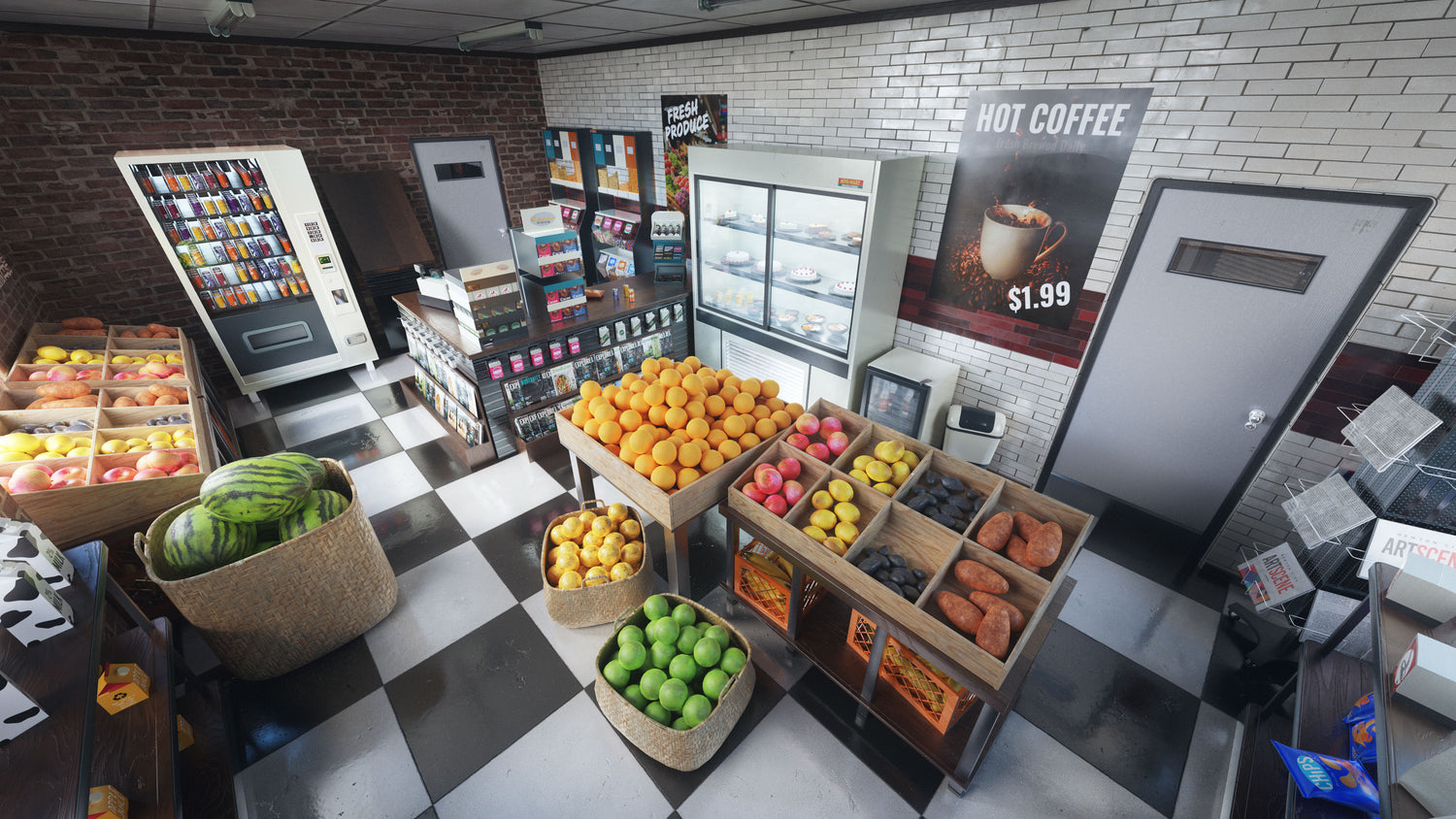 Blender复古咖啡馆面包店杂货店饰品店内饰3D模型 KitBash3D – Neighborhood Shops , 第7张