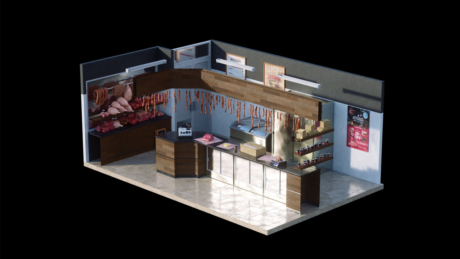 Blender复古咖啡馆面包店杂货店饰品店内饰3D模型 KitBash3D – Neighborhood Shops , 第14张