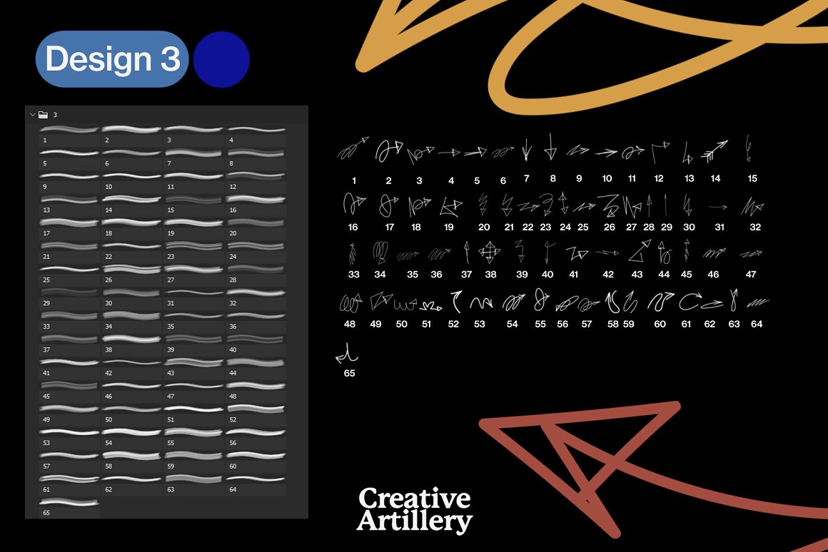 335款箭头符号手绘涂鸦PS印章笔刷PNG元素套装 Arrows Brush . 第2张