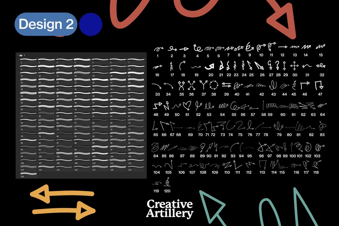 335款箭头符号手绘涂鸦PS印章笔刷PNG元素套装 Arrows Brush . 第3张