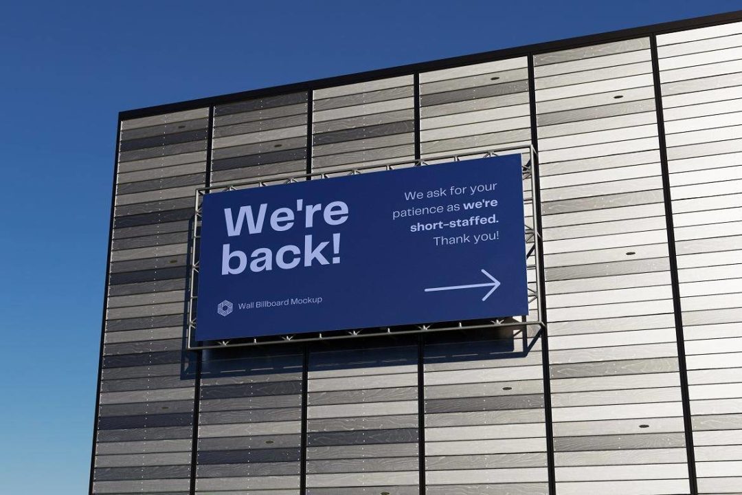 逼真墙面宣传海报广告牌设计展示效果图PS贴图样机模板素材 Wall Billboard Mockup , 第2张