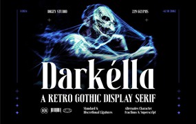 优雅复古哥特式品牌海报邀请函设计衬线英文字体安装包 Darkella – Retro Gothic Display Serif Font