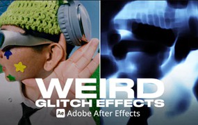 AE模板：复古蹩脚晕染信号失真故障扭曲画面效果模板 WEIRD GLITCH EFFECTS