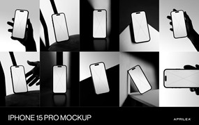 10款时尚逼真苹果iPhone 15 Pro手机屏幕演示效果图PS贴图样机模板素材 10 iPhone 15 Pro Mockups Bundle