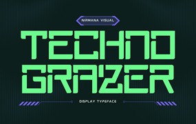 现代极简品牌广告社交媒体徽标设计无衬线英文字体安装包 Techno Grazer – Modern Branding Logo Font