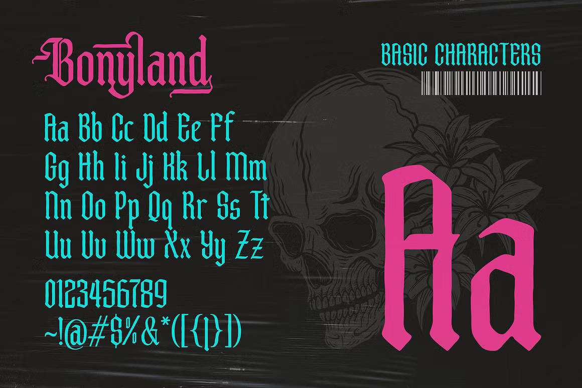 优雅复古哥特式品牌海报徽标设计衬线英文字体安装包 Bonyland Blackletter Font , 第3张