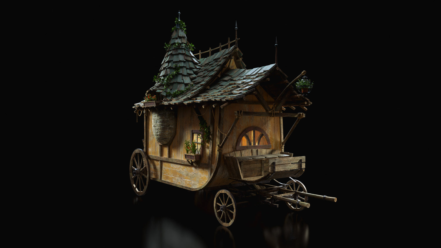 童话冒险奇幻乌托邦风格交通工具3D模型Blender/UE/FBX格式素材 KitBash3D – Enchanted Vehicles , 第2张