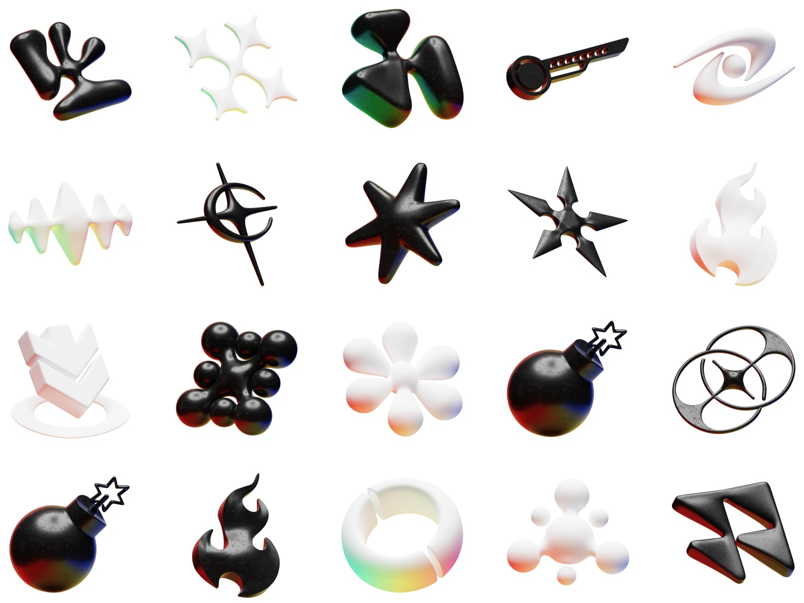 Craftwork 复古千禧Y2K风格3D创意耀斑插画图标模型素材包 3D Y2K Icons . 第5张