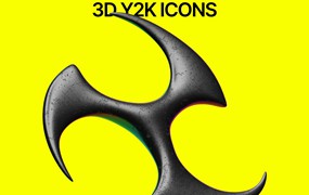 Craftwork 复古千禧Y2K风格3D创意耀斑插画图标模型素材包 3D Y2K Icons