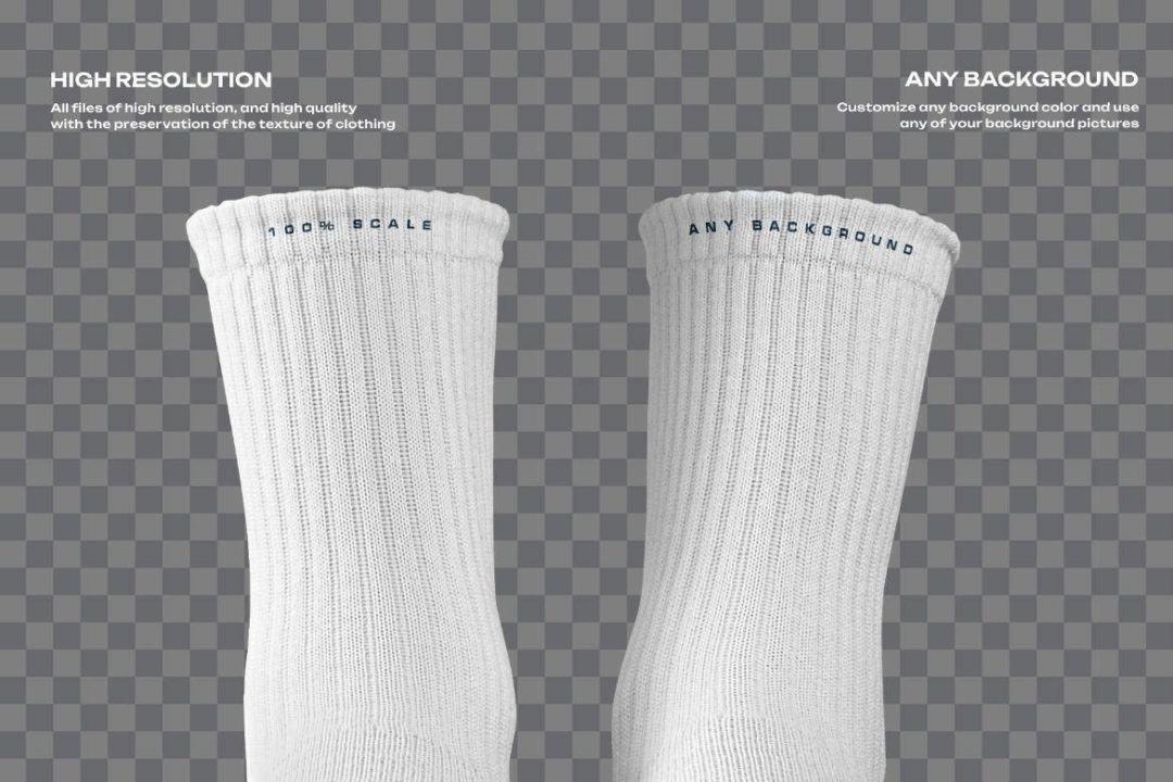 7款时尚中筒袜子印花图案设计展示效果图PSD样机模板素材 7 Mockups Medium Socks in the 3D Style , 第6张