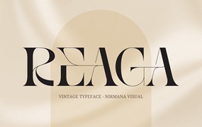 时尚复古美学品牌广告标志设计衬线英文字体安装包 Reaga Vintage – Branding Logo Font