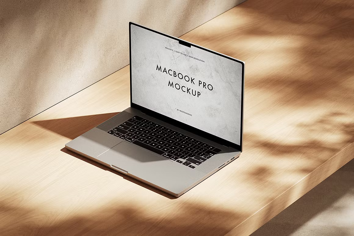 15款逼真光影苹果MacBook Pro网站界面WEB UI设计展示效果图PS贴图样机模板 MacBook Pro Mockup Collection , 第9张