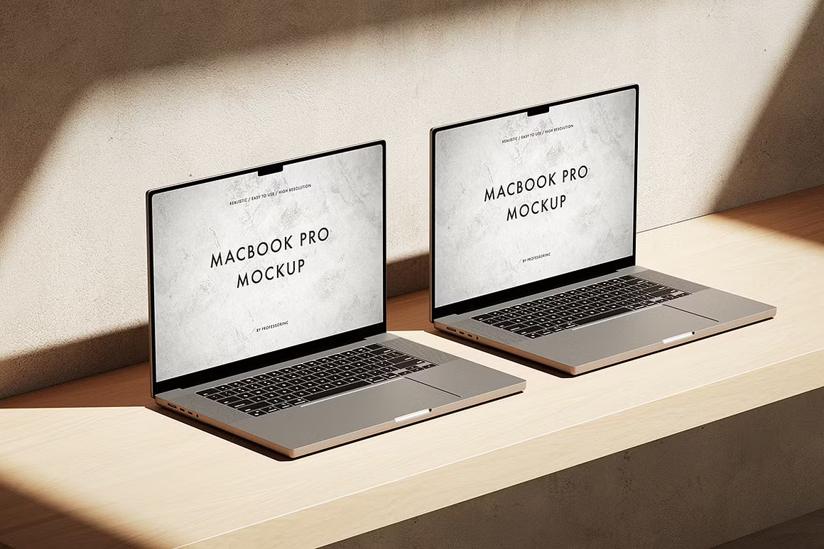 15款逼真光影苹果MacBook Pro网站界面WEB UI设计展示效果图PS贴图样机模板 MacBook Pro Mockup Collection , 第12张