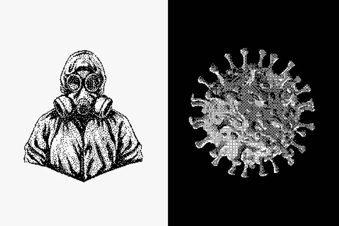 144款新潮复古像素马赛克低保真抽象艺术插画矢量图案AI/PS/PNG格式素材 Dithering Bitmap Vector Shapes Collection , 第18张