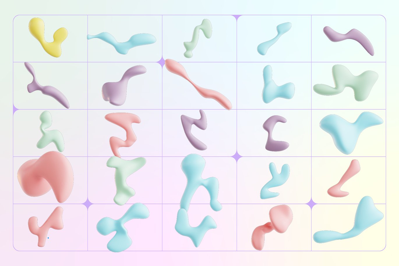 120款创意3D三维多彩流体抽象艺术图形设计素材OBJ/FBX/PNG格式 Pastel Fluid Shapes 3D Icon Set , 第4张