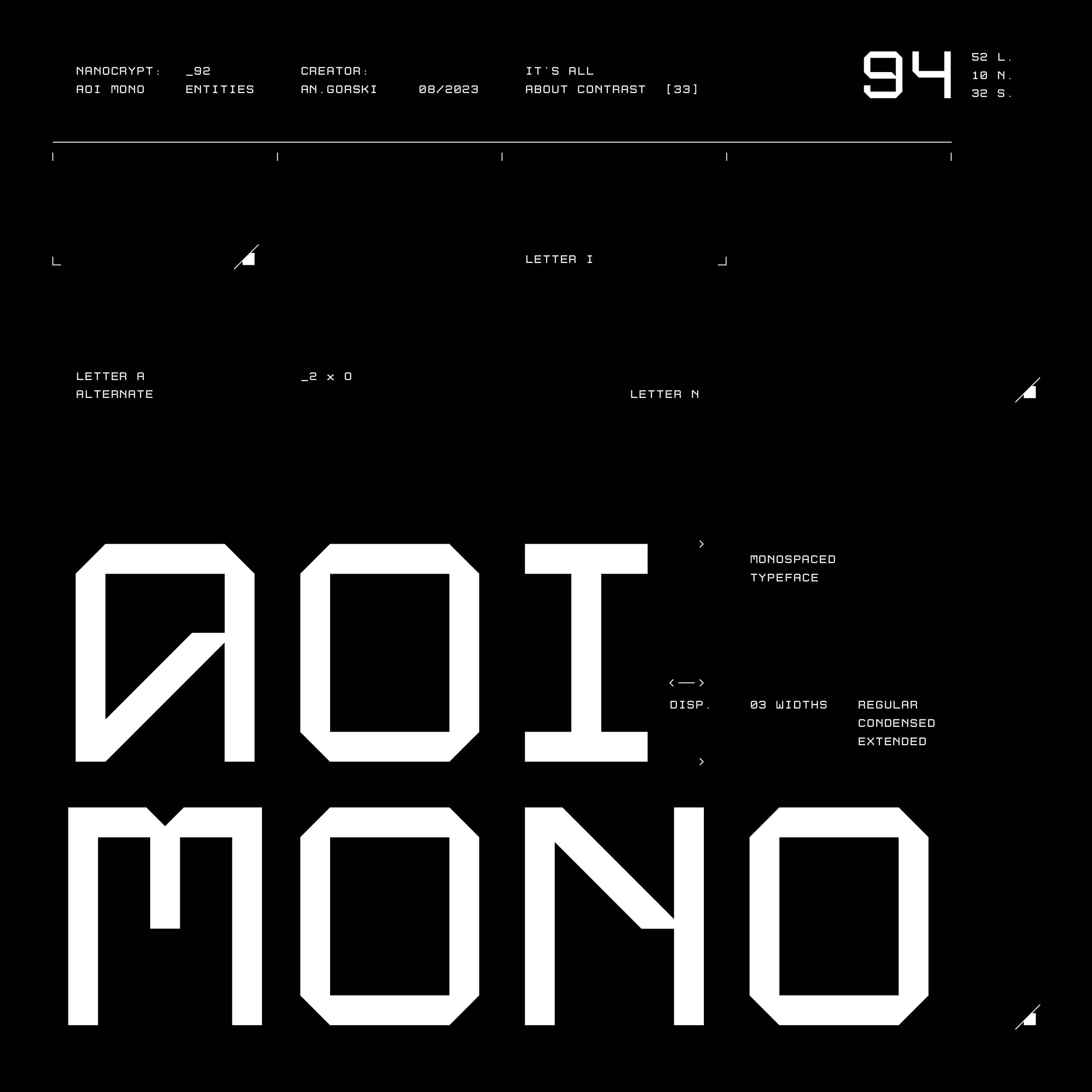 未来科幻先锋斜角赛博朋克几何工业风PSAI大写英文字体安装包 Studio Innate – Aoi Mono , 第1张