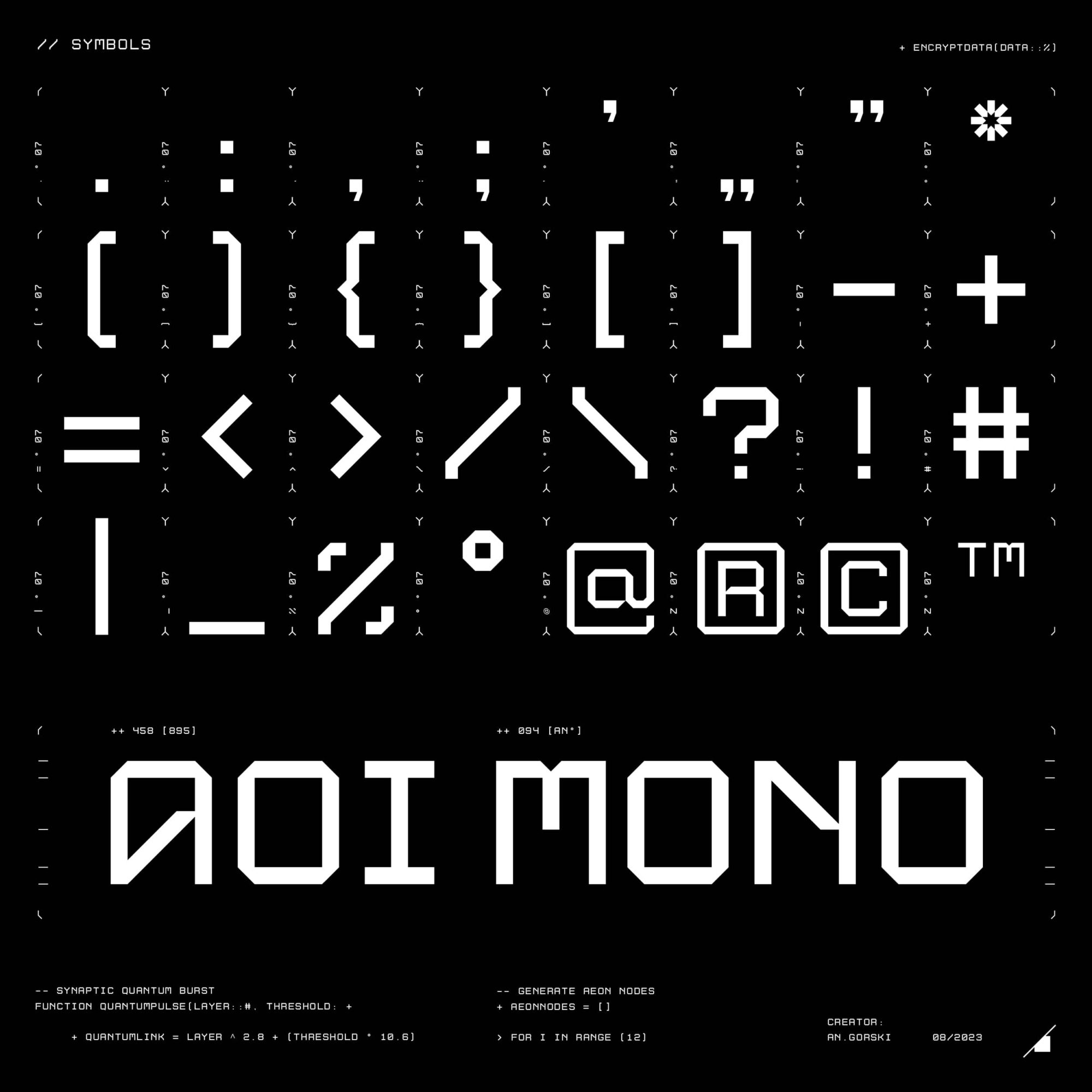 未来科幻先锋斜角赛博朋克几何工业风PSAI大写英文字体安装包 Studio Innate – Aoi Mono , 第5张