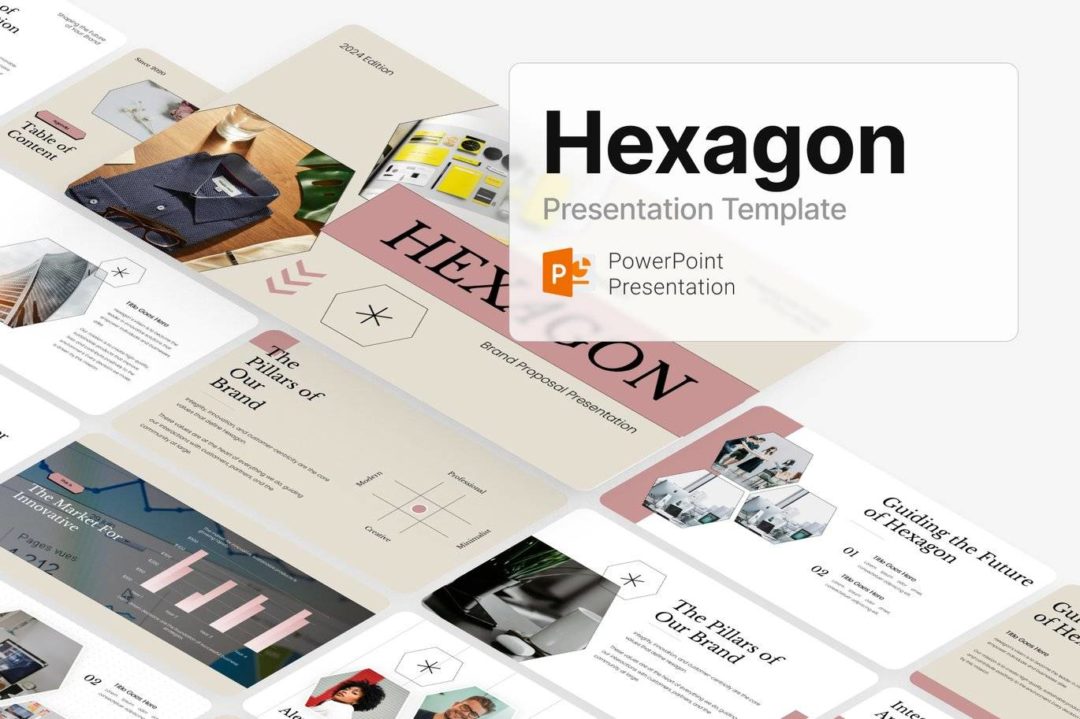 现代简约品牌营销策划提案简报设计ppt模版 Hexagon Brand Proposal Template , 第3张