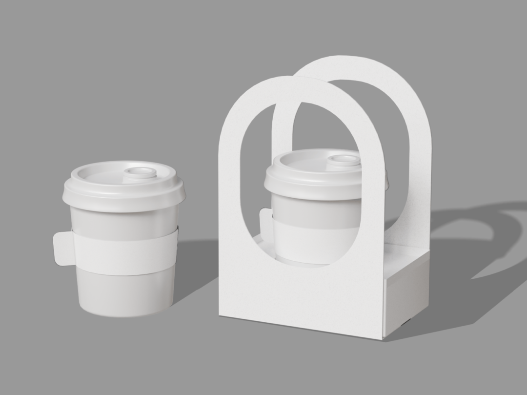 时尚咖啡奶茶外卖纸杯打包盒设计展示效果图PS贴图样机模板 Coffee Cup Holder Mockup , 第2张