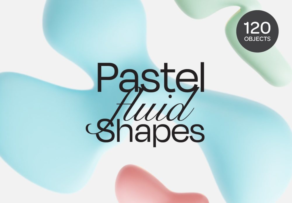 120款未来科幻3D三维液体流体插图抽象艺术PNG免抠图设计素材 Pastella – 3D Pastel Fluid Shapes , 第1张