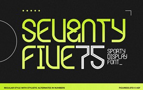 极简品牌海报游戏电子竞技设计无衬线英文字体安装包 Seventy Five – Sporty Display Font