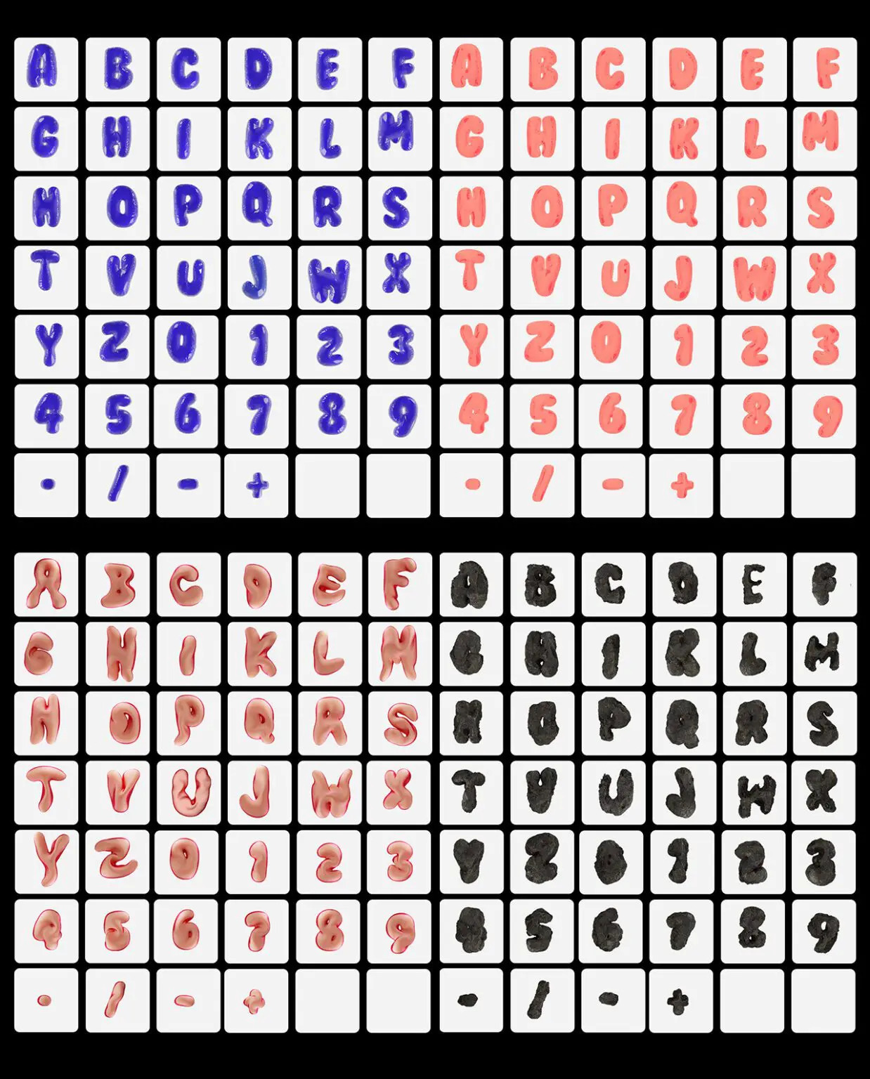 潮流前卫酸性3D立体视觉海报标题设计气泡气球英文字母数字符号PNG免抠图素材 Wobbly Bubbly Letters with 3D Style and 20 Variations 图片素材 第10张