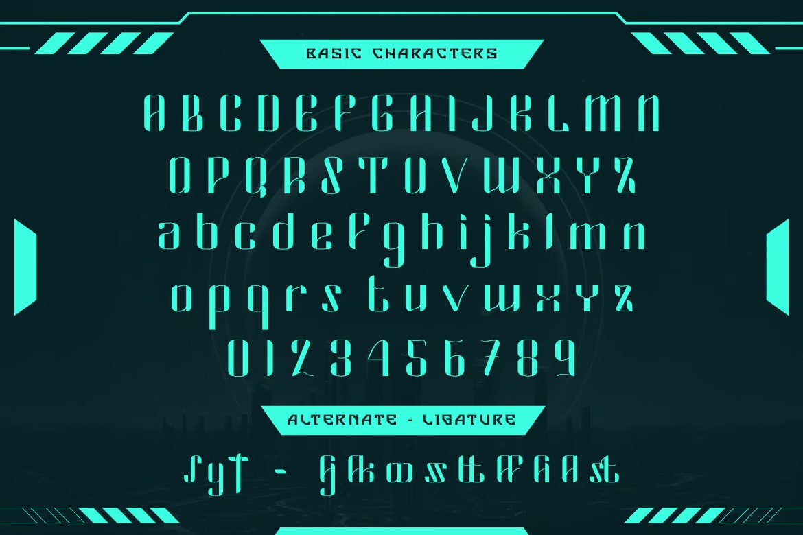 未来科幻品牌海报游戏设计装饰英文字体安装包 Helinex – Futuristic Display Typeface , 第5张