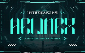 未来科幻品牌海报游戏设计装饰英文字体安装包 Helinex – Futuristic Display Typeface