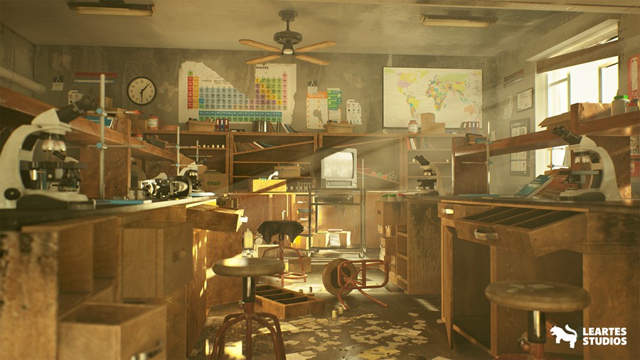 废弃大学中学实验教室场景3D模型UE格式设计素材 Abandoned Chemistry Classroom , 第3张