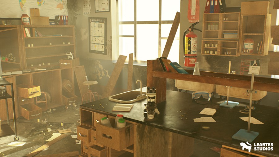 废弃大学中学实验教室场景3D模型UE格式设计素材 Abandoned Chemistry Classroom , 第4张