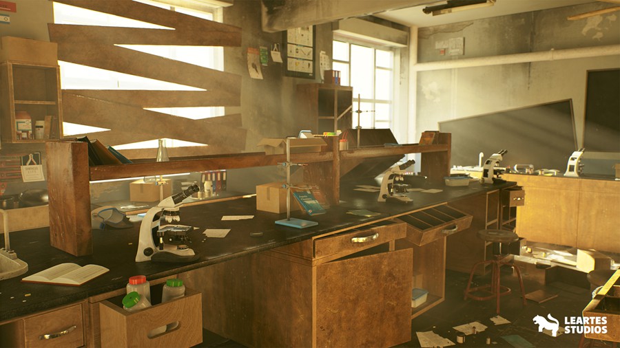 废弃大学中学实验教室场景3D模型UE格式设计素材 Abandoned Chemistry Classroom , 第9张