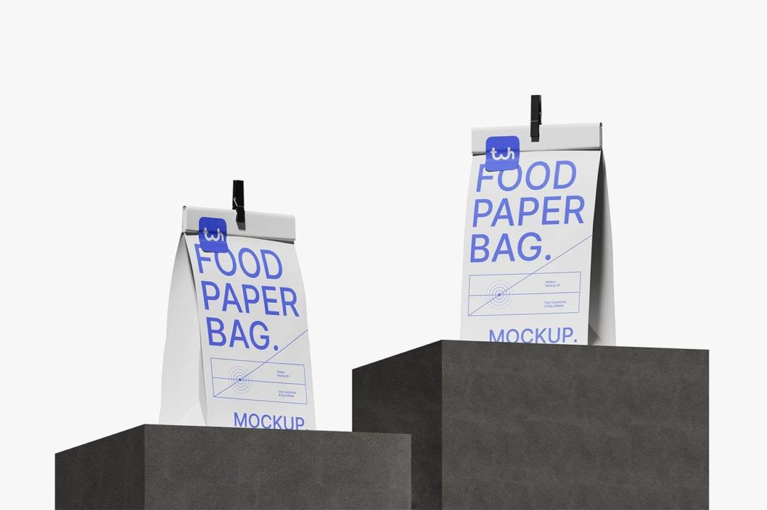 时尚真实食品咖啡包装纸袋设计展示效果图PS贴图样机模板素材 Food Paper Bag Packaging Mockup | 004 , 第2张