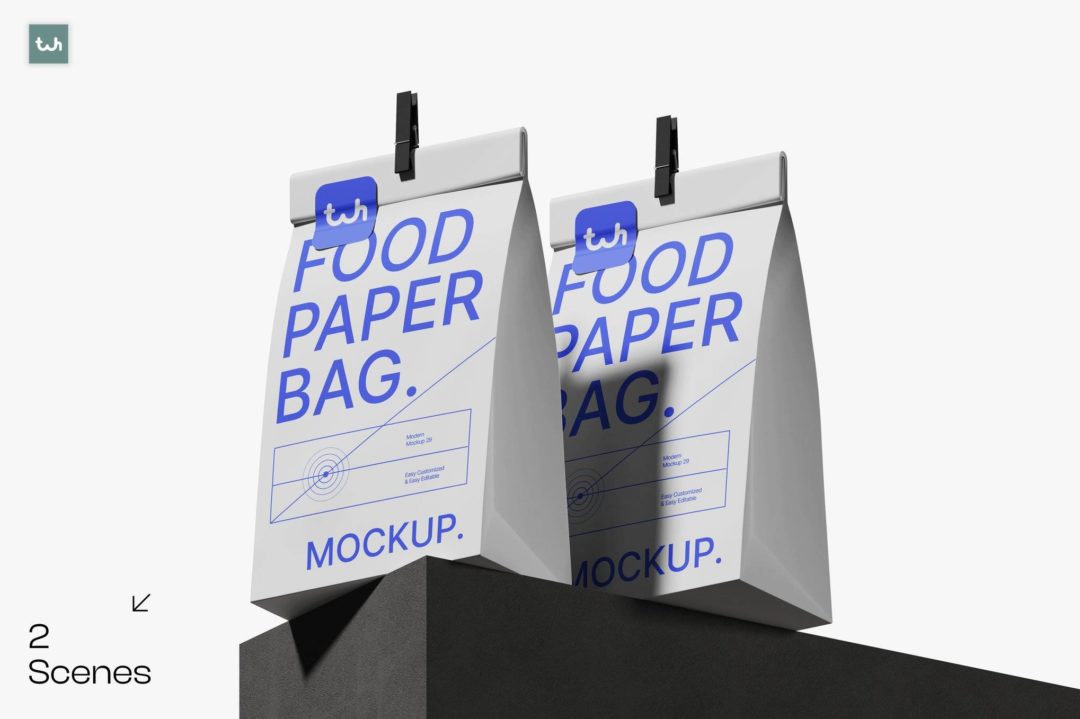 时尚真实食品咖啡包装纸袋设计展示效果图PS贴图样机模板素材 Food Paper Bag Packaging Mockup | 004 , 第1张