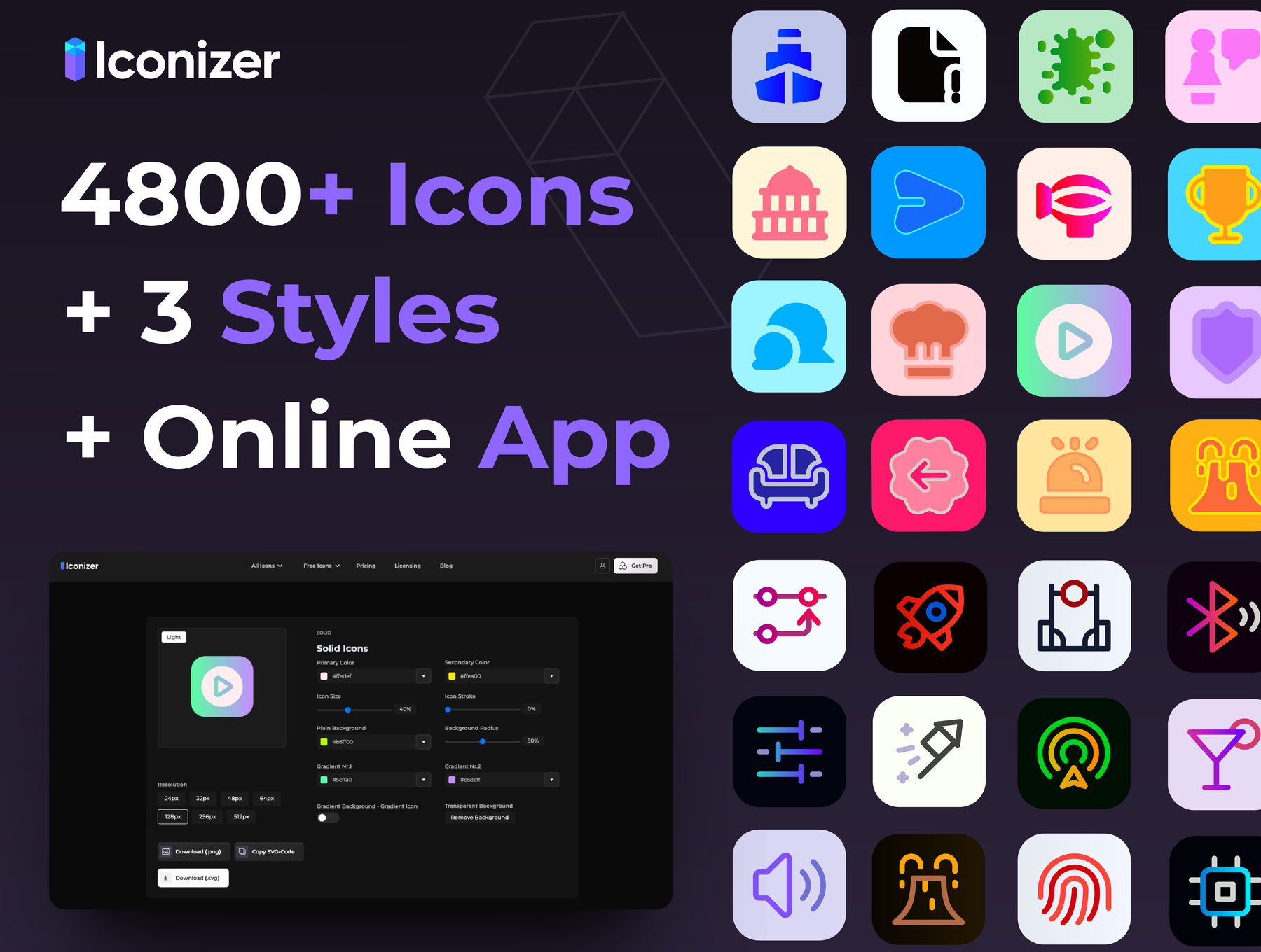 4800+款终极精美APP/网站界面设计矢量线条线稿图标Icons设计Figma/Svg格式素材 Iconizer Pro Icon Customizer 4800+ Icons, 3 Styles , 第1张