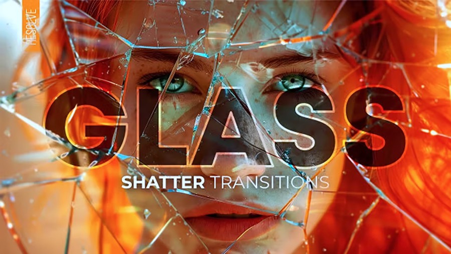 Glass Shatter Transitions 8种玻璃破碎转场过渡达芬奇预设DaVinci Resolve Macros , 第1张