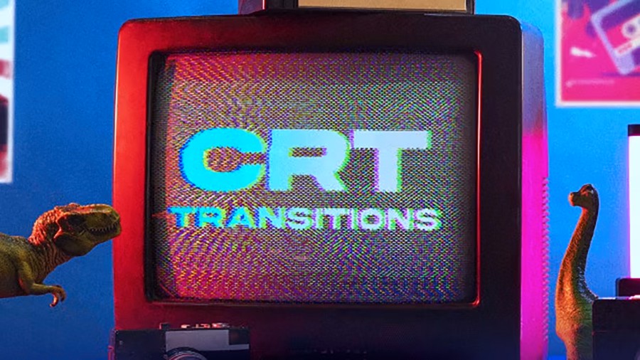 CRT Transitions 8种4K复古独特数字CRT转场过渡达芬奇预设DaVinci Resolve Macros , 第1张