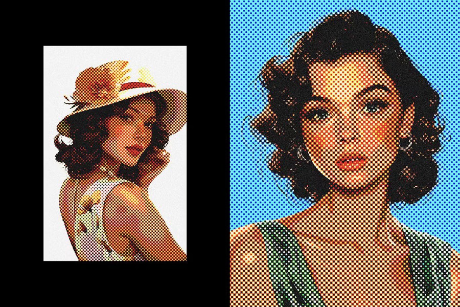 复古半色调照片效果PS模板 Vintage Dotted Halftone Photo Effect , 第5张