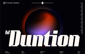 未来派现代杂志海报徽标设计无衬线英文字体安装包 HF Duntion Futuristic