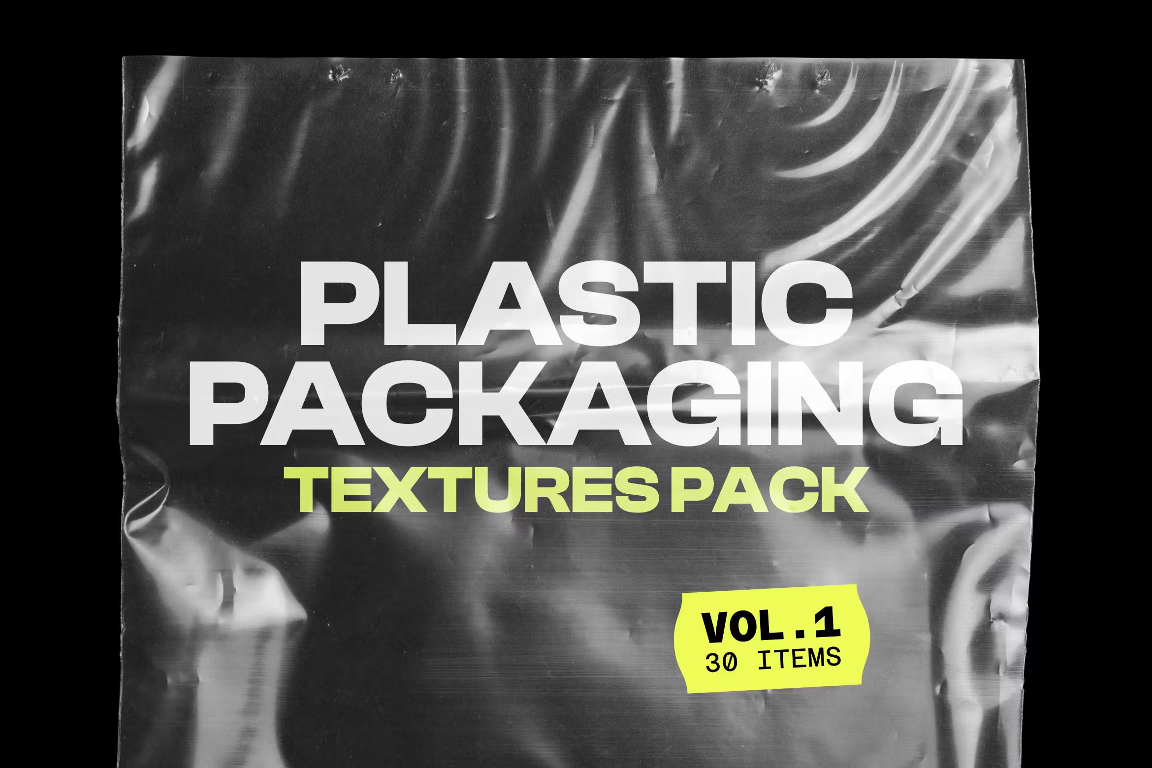 30款潮流复古透明褶皱塑料薄膜保鲜膜包装纹理PNG免抠图形 Plastic Packaging Vol.1 - 30 Textures Pack , 第1张