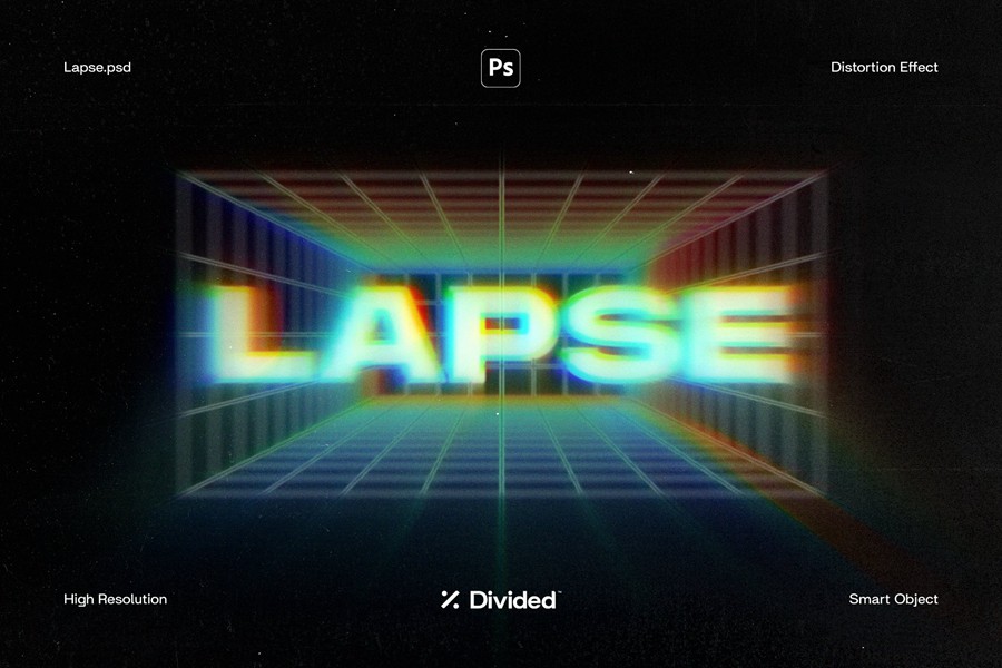 复古几何形状标题文字LOGO图形失真效果PSD模板 Divided - Lapse , 第1张