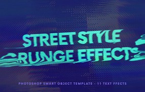 街头风格垃圾粗糙扭曲变形文字效果Photoshop模板 Street Style Grunge Text Effects