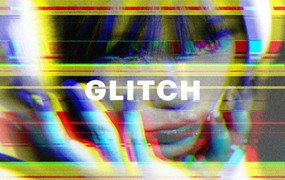 90年代信号故障毛刺屏幕像素照片效果PSD特效样机 Offset Print Glitching Photo Effect