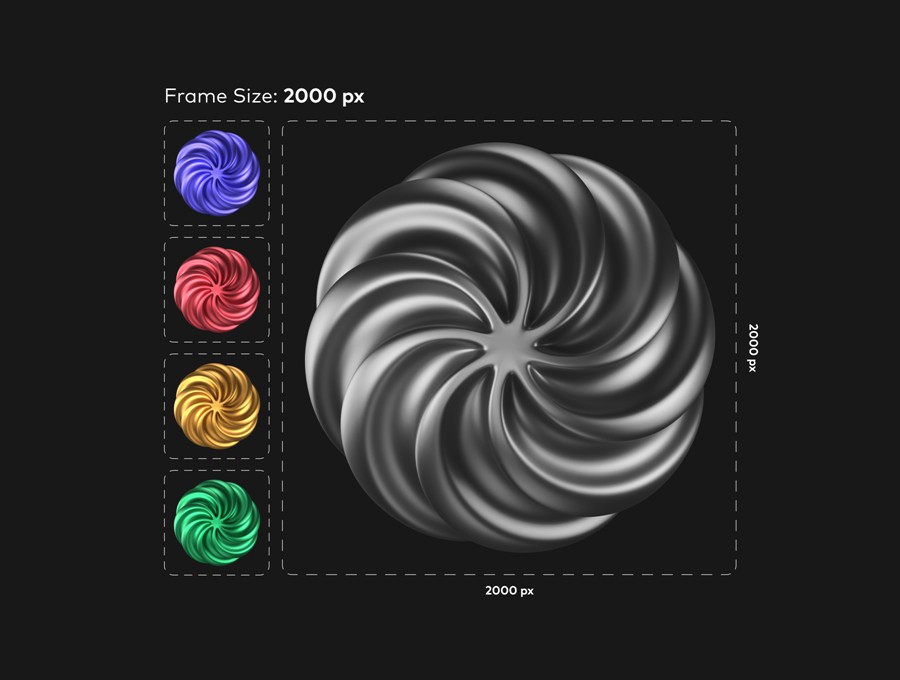 100款未来科幻赛博朋克Y2K艺术酸性3D立体金属抽象几何图形图标设计素材 Abstract Metallic 3D Icons , 第3张