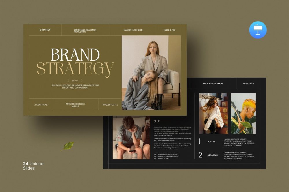 现代简约品牌营销策划演示文稿设计Keynote模版 Brand Strategy Presentation Template , 第1张