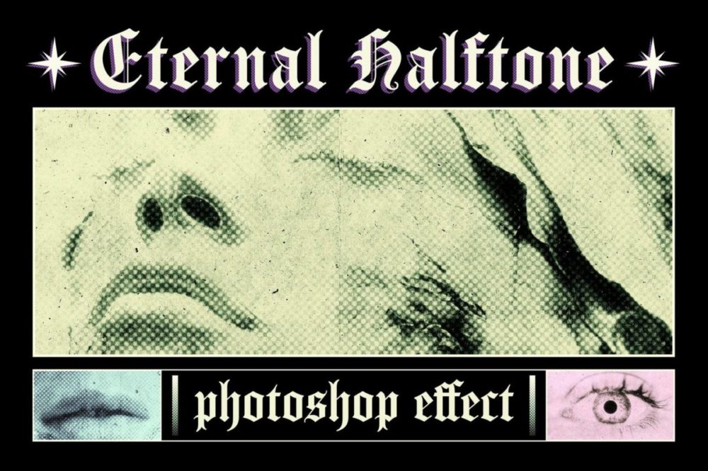 复古半色调Riso印刷照片效果PSD特效样机模板 Eternal Halftone Photo Effect , 第1张