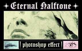 复古半色调Riso印刷照片效果PSD特效样机模板 Eternal Halftone Photo Effect