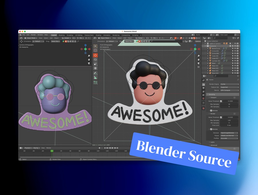 20款卡通趣味3D立体贴纸图标Icons设计Blender/OBJ/PNG格式素材 Positive Vibe 3D Icon Set , 第3张