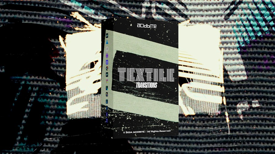 Acidbite - Textile Transitions 41个高质量复古纺织布料纹理磨损做旧划痕纸张边框MOV动画视频转场过渡插件模板叠加素材套装+音效 影视音频 第1张